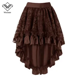 Women's Gothic Skirt Female Vintage Short Steampunk Elastic Ruffles Charming Pleated vintage Plated Irregular Shows Club Dance Dress