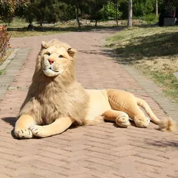 DorimyTrader Büyük Simülasyon Orman Hayvan Aslan Peluş Oyuncak Dolması Yumuşak Yalama Lion Bebek Çocuk Hediye Için 51 inç 130 cm DY60742