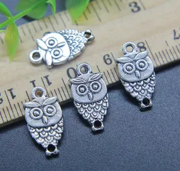 Wholesale 100pcs Owl Alloy Charms Pendant Retro Jewelry Making DIY Keychain Ancient Silver Pendant For Bracelet Earrings 19*10mm