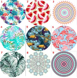 150cm Microfiber Round Beach Towel Thick Soft Super Absorbent Tassel Towels Mandala Flamingo Printing Beach Bath Towels Toallas 36 Patterns