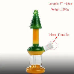 Design dell'albero di bong in vetro con giunto femmina da 14 mm colore blu e giallo pipa ad acqua individuale per narghilè ciotola da 14,5 mm alta 7 "