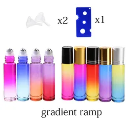 10ML Gradient Color Thick Glass Roll On Essential Oil Empty Parfume Bottles Roller Ball Travel Use Necessaries