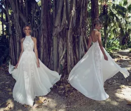 Limor Rosen 2018 Bröllopsklänningar Sweep Train Halter Bridal Gowns A Line Sheer Neck Country Robe de Mariée
