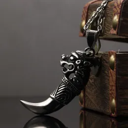 Neccante per la collana dei denti del lupo di Man per uomo Boy Fashion  Brave Wolf Dente Drago in acciaio inossidabile Collane di gioielli vintage 