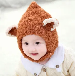 Ny älskvärd rävöra vinter vindtäta hattar halsduk för barn virka huvudbonader mjuk varm hatt baby vinter mössor pojkar tjejer