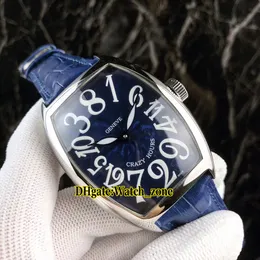 Günstige neue Crazy Hours 8880 CH Automatik-Herrenuhr mit blauem Zifferblatt, Stahlgehäuse, blaues Lederarmband, hochwertige, günstige Herrenuhren Watch_zone