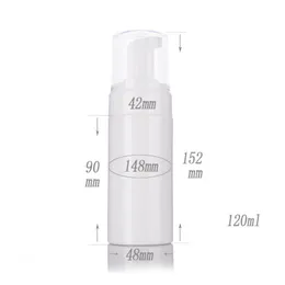 Weiße 120-ml-PET-Kunststoffflasche mit Schaumpumpe für Gesichtsschaum/Mousse/Reiniger/milde Waschcreme-Hautpflegeflasche F948