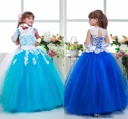 Flickor klänningar Zipper Back First Communion Dresse med Sequin Bow Birthday Party Dresses Robes Fyller Fleur