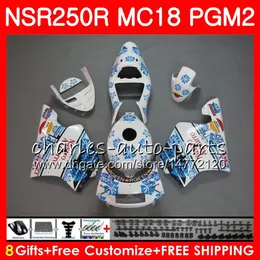 Body For HONDA NSR 250 R MC18 PGM2 NSR 250R NS250 NSR250R 88 89 78HM.43 MC16 flower white NSR250 R RR NSR250RR 1988 1989 88 89 Fairings Kit