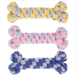 Pet Cotton Rope Dog Toy Molars Chewing Toy Puppy Tooth Cleaning Bone Bite-Resistant Teething Toy For Small Medium Large Dogs