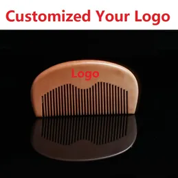 Anpassad Din logotyp Combs Engraved Logo Natural Wood Comb Beard Comb Träkam Kväva Ditt namn Mens Grooming Business Promotion Presenter