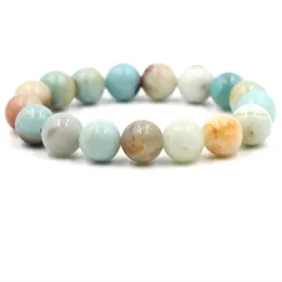 6mm 8mm 10mm 12mm 14mm Mattad Amazonite Stone Beaded Bracelet Mode Buddha Elastiska Lover Armband Smycken