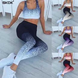 SKKK 1 PC Joga Kobiety Energia Sport Siłownia Fitness Running Training CrossFit Spodnie Drukuj Geometria Tummy Control Pant