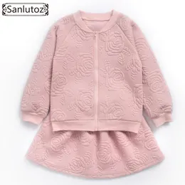 Sanlutoz inverno crianças vestuário conjunto meninas esporte terno flor menina menina toddler 2017 novo outono luva longa marca conjunto 2 pçs