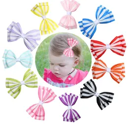 3.5" cute colorful stripe print Small Bow Kids Baby Girls Hair Clips Hairpins Barrettes hair accessories Gifts