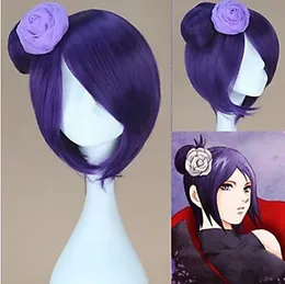 Konan Short Purple Straight Anime Cosplay Hair Wig Fashion Synthetic Wigs