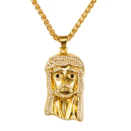 الهيب هوب مجوهرات 18 كيلو مطلية بالذهب الهيب هوب زركون يسوع قلادة قلادة سلسلة طويلة للرجال امرأة مغني الراب روك الملحقات