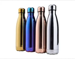 Bottiglia d'acqua in acciaio inossidabile a doppia parete sottovuoto in metallo isolato in metallo BPA a prova di perdite da 500 ml bottiglia da viaggio a forma di cola