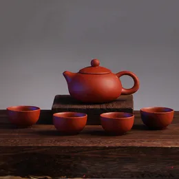 Chinese Traditional Travel Tea Set Purple Clay Kung Fu Tea Set Tea Cup Mug Package Ceramic Gift Teapot with Giftbox