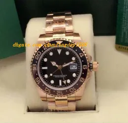 Lüks Saatler II 18 K Gül ALTIN ​​PASLANMAZ 126715 Siyah Kadran Siyah / Kahverengi Seramik Çerçeve 40mm Otomatik Moda Marka erkek Izle Kol Saati