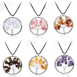 Fahion natural crystal stone tree of life pendant necklace make a fortune life tree statement necklace