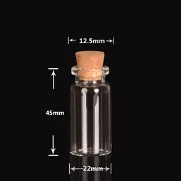 8ml Mini Glass Clear Wish Cork Vial Wood Stoppers 22x45X12.5mm(HeightxDia) Message Weddings Jewelry Party Favors Bottle Jar Tube