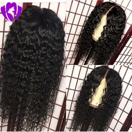 Middle part loose curly synthetic Lace Front Wigs 150% Density africa american women Brazilian full Lace front Wig Pre Plucked Hairline