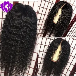 Middle Part Loose Curly Syntetic Lace Front Pärlor 150% Täthet Afrika Amerikanska Kvinnor Brazilian Full Lace Front Wig Pre Plucked Hairline