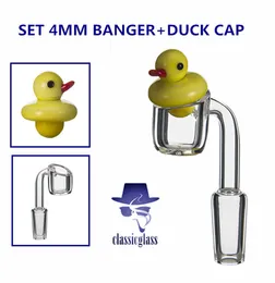 4MM Thick Quartz Banger with Glass Yellow Duck Carb Cap smoke set 14mm 18mm male female domeless nails & caps for bongs water pipe