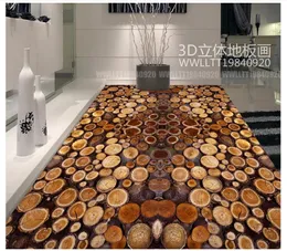 Creative photo custom modern abstract art wallpaper mural tree section annual rings wood 3d floor tiles sticker self-adhesive wall paper