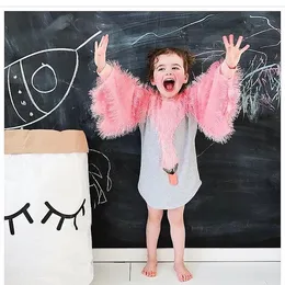 Moda Dziewczyny Odzież Dzieci Sukienki Wiosna Jesień Z Długim Rękawem Draped Cartoon Swan Pluszowa Koszulka Dress Party Dress Toddler Leisure Costume