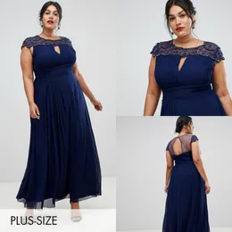Chic Mother Of The Bride Dresses Jewel Neck Cap Sleeve Beaded A Line Chiffon Mother Gowns Dark Navy Plus Size Prom Dress Party