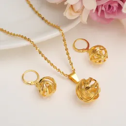 Etíope Específico caráter Colar Pingente Brinco Oco out Set Joias Ouro 24 k Amarelo Fino Cor de Ouro GF Jóias Africano