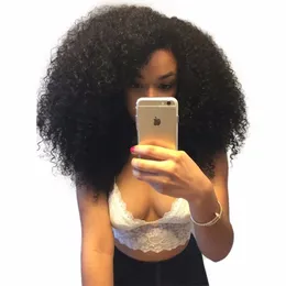 Fasci di capelli umani ricci afro crespi brasiliani Estensioni dei capelli umani ricci afro crespi economici Colore naturale Capelli vergini ricci tesse