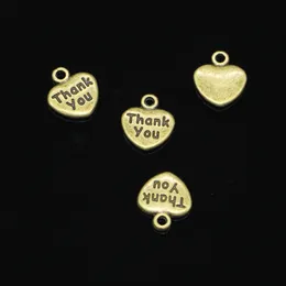 148pcs Zinc Alloy Charms Antique Bronze Lated Heart Спасибо за шармы за украшение ювелирных изделий ручной работы 12 мм