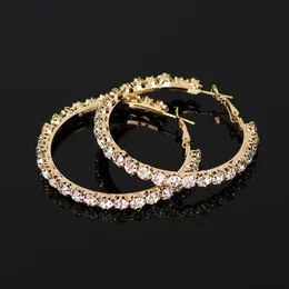 55mm * 6mm 2018 Nowy Projektant Kryształ Rhinestone Kolczyki Kobiety Złoty Sliver Hoop Kolczyki Biżuteria Kolczyki dla kobiet