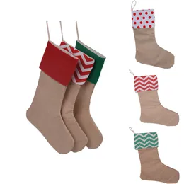 30 * 45 högkvalitativ duk julstrumpor gåva påsar kanfas juldekorationer xmas stocking stor vanlig burlap dekorativa wx9-132