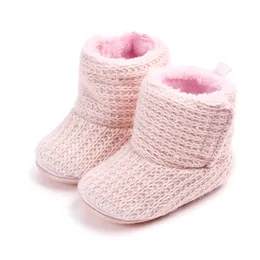Малышка первые ходьбы зима теплые новорожденные в крючке вязаные девочки обувь для девочек.