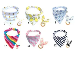 40set Baby Cotton Triangle Bib burp & Teethers set Bandana kerchief infant Saliva Bibs Pinafore Apron Wooden Chews Teeth Practice Toys YE014