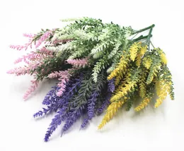 Plastic flower wholesale simulation Lavender 5 flocking Lavender bouquet home decoration flower L656