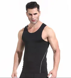 Wholesale-2018 New pro speed training sports tights vest men running elastic fitness clothing short sleeve T-shirt Tee