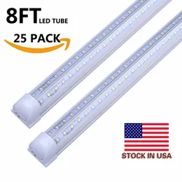 V-formade T8 Led Tube Lights 4FT 28W 5FT 36W 6FT 42W 8FT 72W 2,4m Integrerad kyldörr LED Fluorescerande dubbelglödbelysning