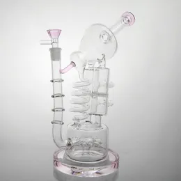 Bong Różowy Big Glass Water Bongs 13 '' Niebieski zielony solidny okrągły baza Bubbler Recycler Hipster Glass Glass Water Rure