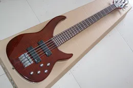 5 Strings Electric Bass Guitar No Inlay,Rosewood Fretboard,Flame Maple Veneer,offering customized services as you request