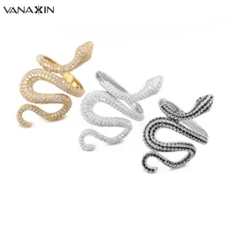 Vanaxin Moda Wąż Pierścienie Dla Kobiet Punk Rock 925 Srebrny Pierścień Biżuteria CZ Cyrcony Betonowe Błyszczące Party Prezent Zwierząt Hurtowy Klejnot D181111306