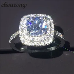 Choucong Kobiet Bijoux Poduszka Cut 3ct Diamond Jewelry 925 Sterling Silver Engagement Wedding Band Ring dla kobiet