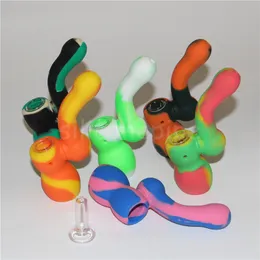 Hookahs Portable Silicone Water Bongs Oil Rig Mini Water Pipes With Bowl Smoking Slide Bowl 14mm DHL