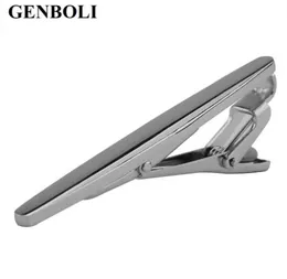 GENBOLI 1 Stück Chic Gentleman Slim Collar Mirror Face Classic Tips Silber Farbe Edelstahl Krawattenklammer Kleidung Dekoration