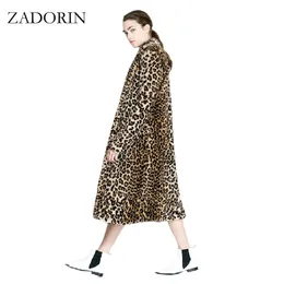 Europa Moda Kobiety X-Długi Faux Fur Leopard Płaszcz Kobiety Faux Fur Kurtka Gilet Pelliccia Coats Veste Fourrure S-3XL