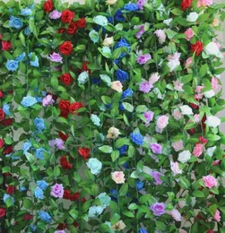 240cm Bröllopsdekoration Konstgjord Fake Silk Rose Flower Vine Hängande Garland Heminredning Dekorativa Blommor Kransar 15 Färger